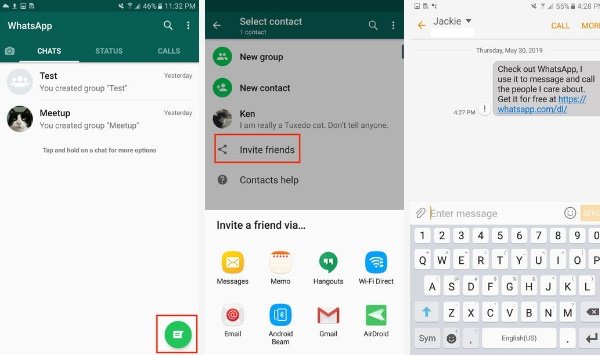 چگونه در اندروید دوست خود را به واتساپ دعوت کنیم