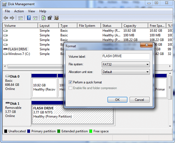 از ابزار Drive-In Disk Management استفاده کنید