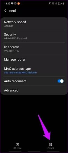 3- از گزینه FORGET NETWORK استفاده کنید