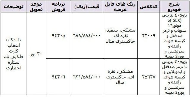 شرایط فروش فوری پژو 405 بنزینی - اردیبهشت 98