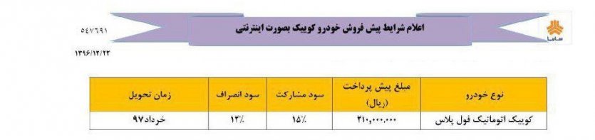 شرایط پیش‌فروش کوییک اتوماتیک فول پلاس