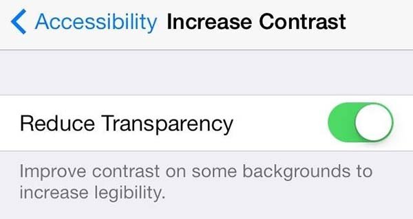 قابلیت Reduce Transparency